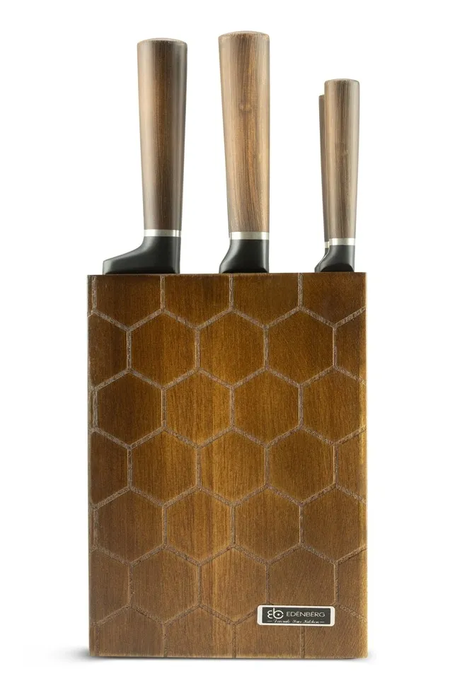 EB-931 Edënbërg Prestige Line - Messenset met Luxe Houten Messenhouder - 6 delig   165 STUKS