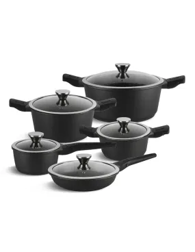 Edënbërg Black Line - 10-delige Luxe Pannenset van Gesmeed Aluminium - met Afneembare Handgrepen
