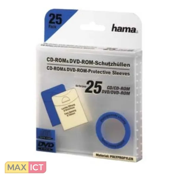 Hama CD/DVD Protective Sleeves, Pack of 25 25 schijven Transparant