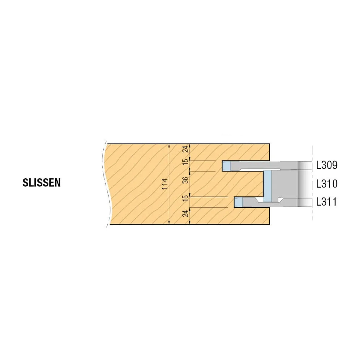 Kozijn freesgereedschap set voor slissen buitendraaiend 114 x 67 sponning 16 x 67 dubbele pen - asgat 40