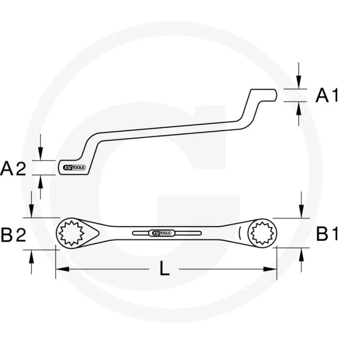 Ks tools classic dubbele ringsleutel, diep gebogen, 15/16x1" - flanktraction-profil, dünnwandig, 75° gekröpft